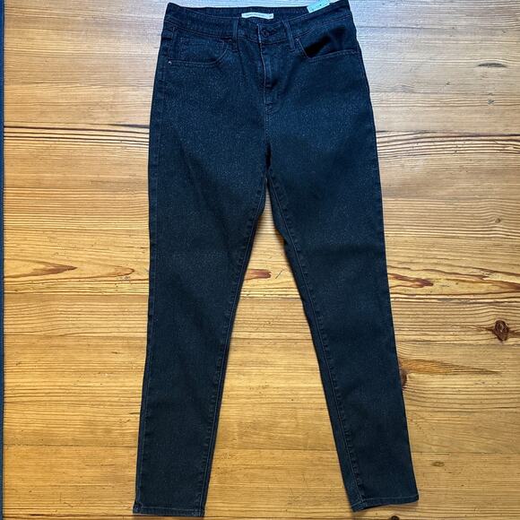 Levi's black glitter metallic threading high rise skinny jeans SIZE 30 - Picture 1 of 6